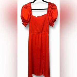 NSR Red Midi Dress with slit